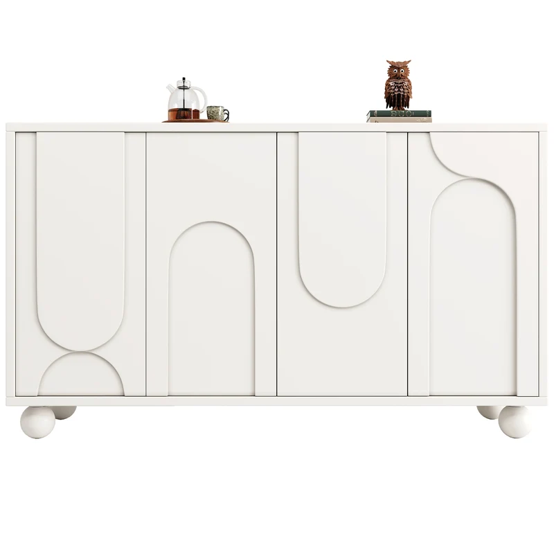 Buffet moderne blanc motif U 120x35x71cm ALIGNLNE