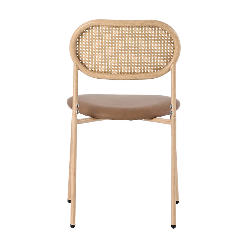 Lot de 6 chaises de salle à manger PU beige et dossier en rotin VIVIDLON
