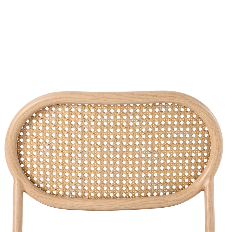 Lot de 2 chaises de salle à manger PU beige en rotin pieds en métal VERTEXIX