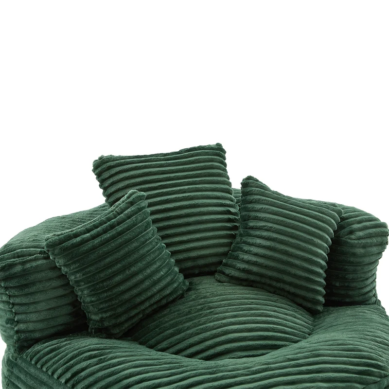 Canapé chauffeuse fauteuil rond en velours côtelé chenille vert olive fauteuil lounge KAMECONE