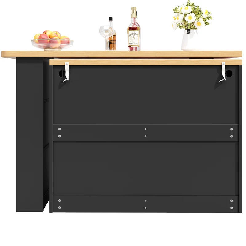 Table de bar extensible rotatif 360° avec LED 135-203*39*92.8cm RIFTZORATHYN