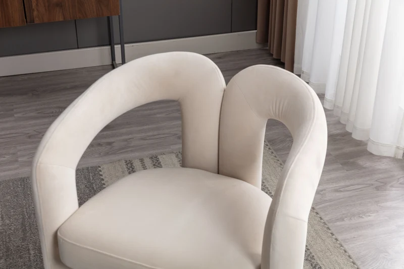 Lot de 2 chaises design sculpturales en velours beige, style moderne et ergonomique FLEX IRON ELITE
