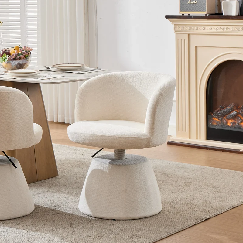 Chaise de salle à manger chenille beige pivotant 360° hauteur réglable pour un tabouret de bar FABRIC WALL