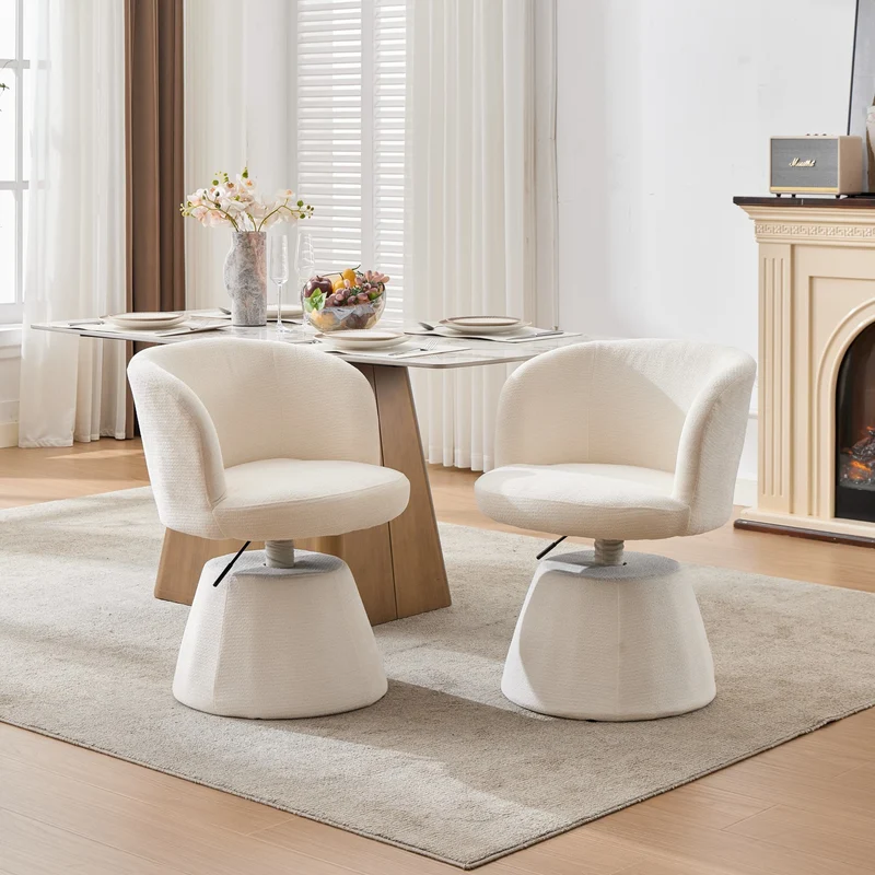 Chaise de salle à manger chenille beige pivotant 360° hauteur réglable pour un tabouret de bar FABRIC WALL