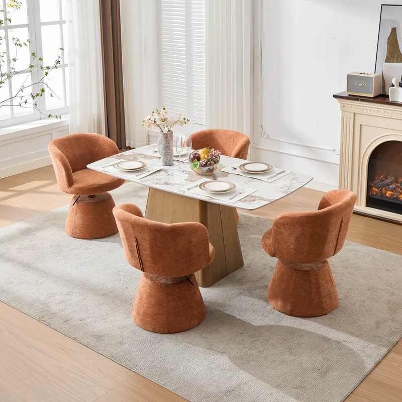 Chaise de salle à manger chenille rouge orange pivotant 360° hauteur réglable pour un tabouret de bar FLEX BOOKCASE