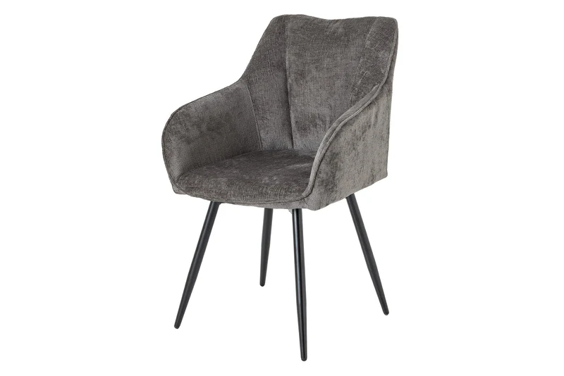Lot de 2x chaises pivotante rétro AVIGNON chenille grise pieds métal noir