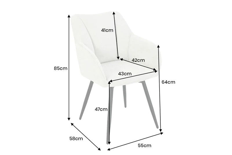 Lot de 2x chaises pivotante rétro AVIGNON beige chenille pieds métal noir