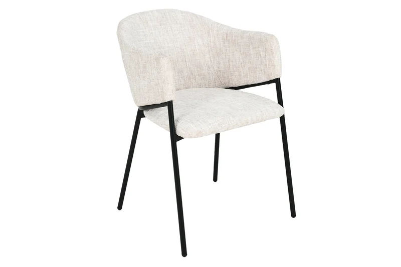 Lot de 2x chaises design NOBLESSE beige chenille structure métal noir