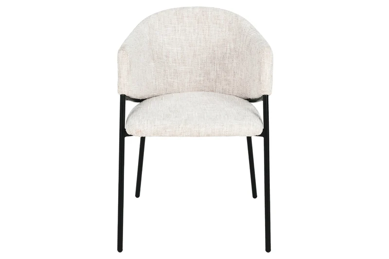 Lot de 2x chaises design NOBLESSE beige chenille structure métal noir
