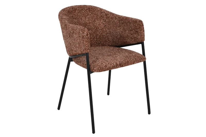Lot de 2x chaises design NOBLESSE chenille marron structure métal noir