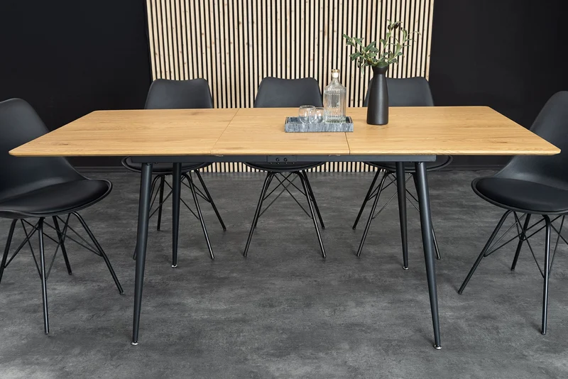 Table à manger extensible APARTMENT 120-160cm chêne sauvage naturel structure métal noir