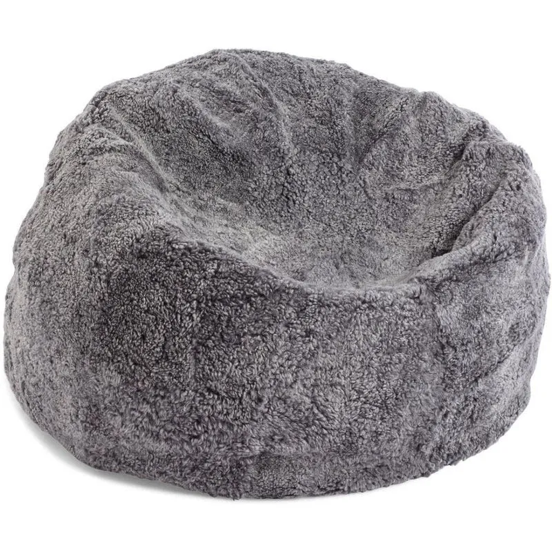 Pouf en peau d'agneau laine mérinos L