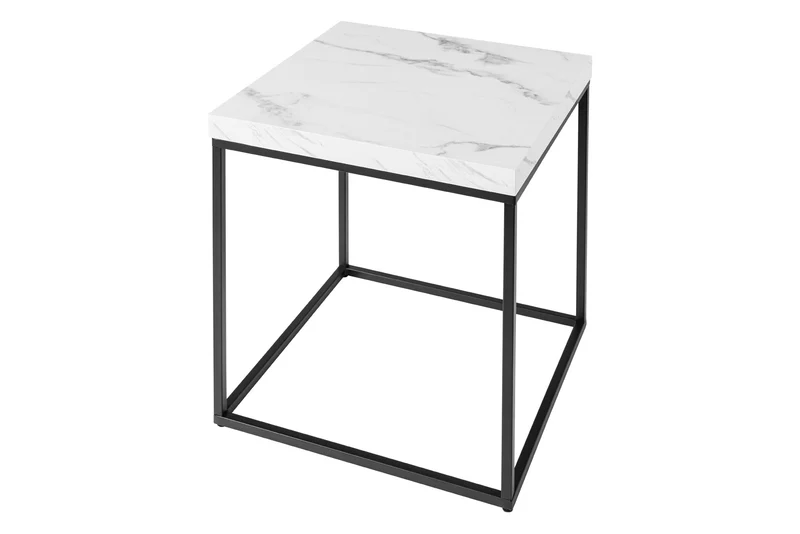 Table d'appoint moderne ARCHITECTURE 45cm design marbre blanc structure métal