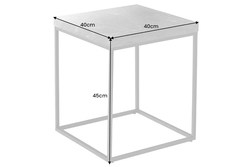 Table d'appoint moderne ARCHITECTURE 45cm design marbre blanc structure métal