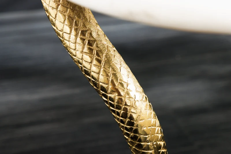 Table d'appoint ronde WILDLIFE COBRA 65cm sculpture serpent en marbre blanc doré faite main