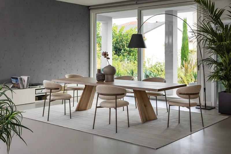 Table Icaro fixe ou extensible | Table design en bois, verre et céramique