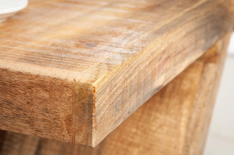 Table d'appoint massive Z 45 cm en bois de manguier en forme de Z faite à la main