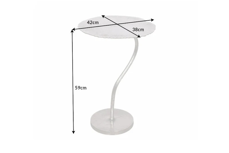 Table d'appoint artisanale ABSTRACT LEAF 40cm argent