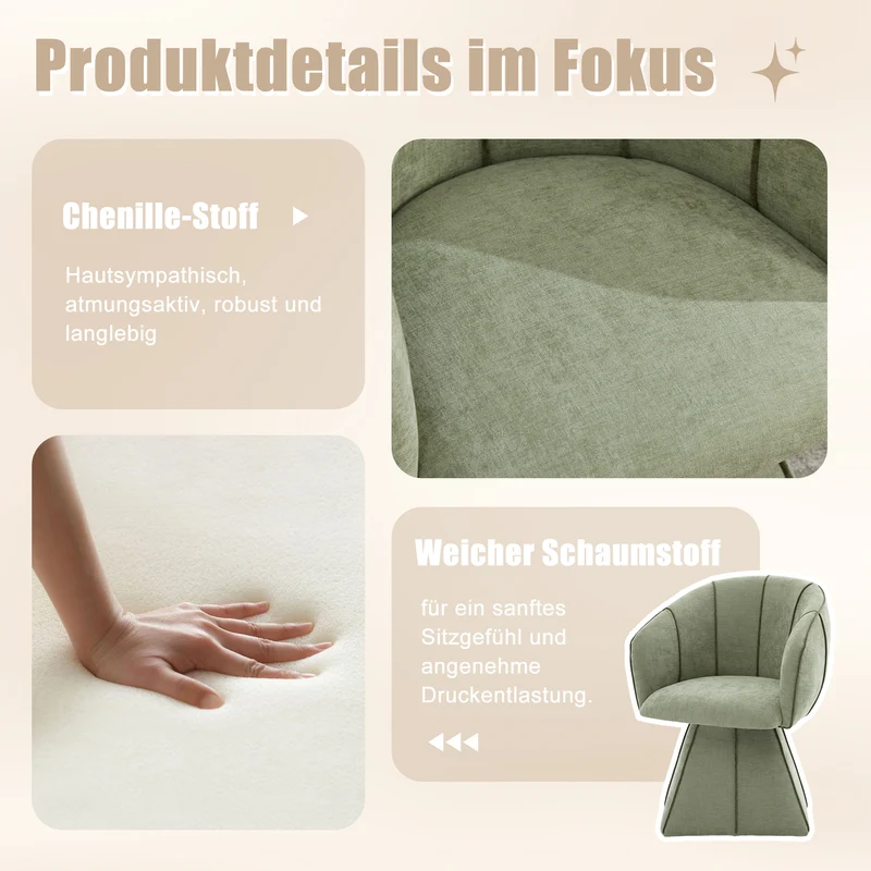 Fauteuil pivotant 360° en chenille vert olive dossier haut 56x54x74,5cm FLEX CONTAINER