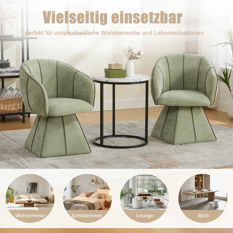 Fauteuil pivotant 360° en chenille vert olive dossier haut 56x54x74,5cm FLEX CONTAINER