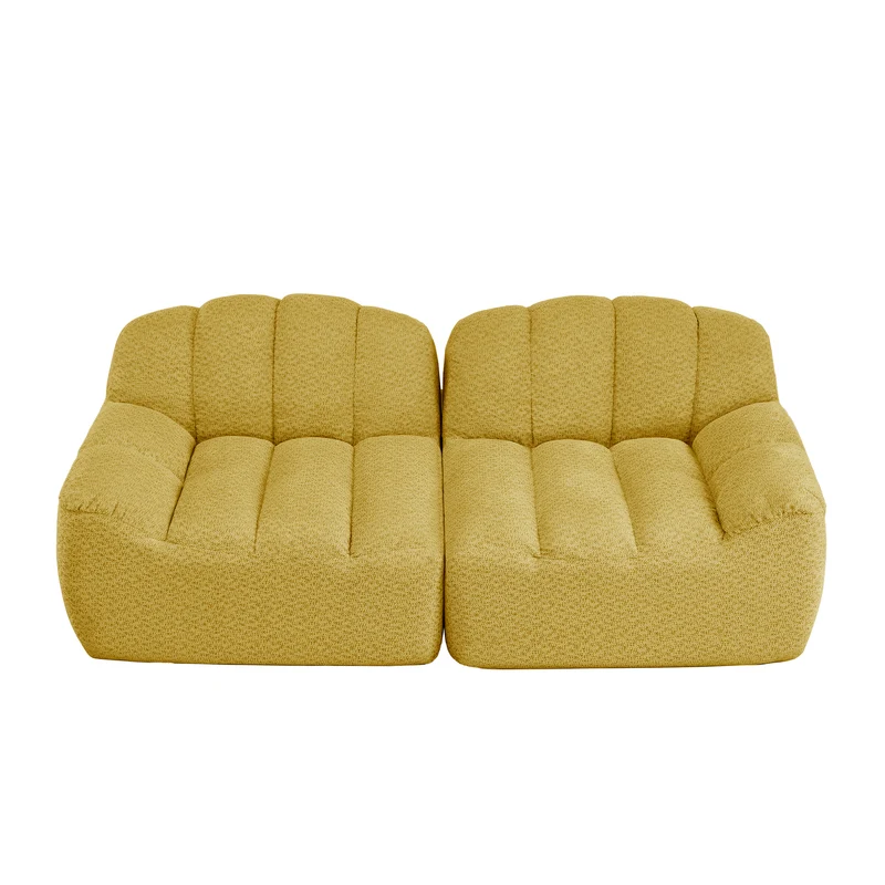 Canapé modulable 2 places jaune moutard, tissu polaire capitonné, sans montage prêt à l'emploi CHESTSET
