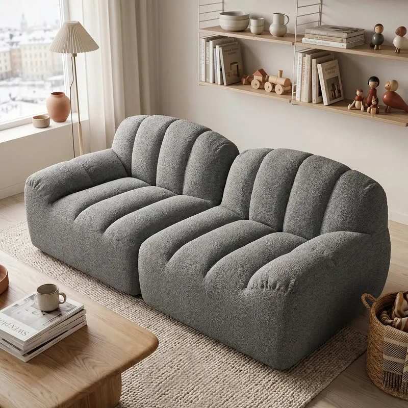 Canapé modulable 2 places gris, tissu polaire, sans montage prêt à l'emploi CHESTPRO