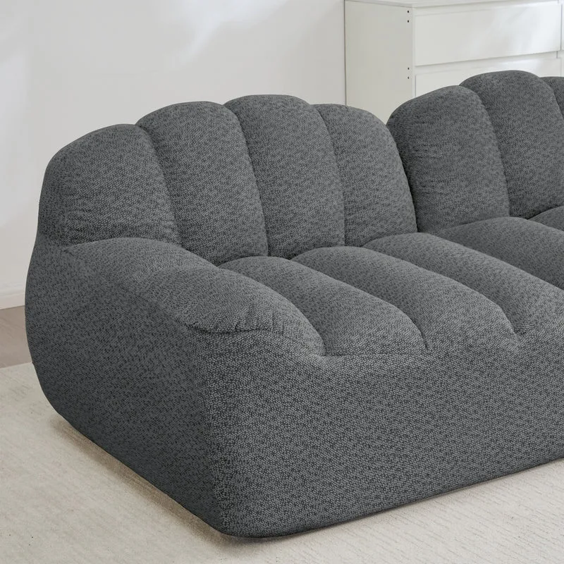 Canapé modulable 2 places gris, tissu polaire, sans montage prêt à l'emploi CHESTPRO