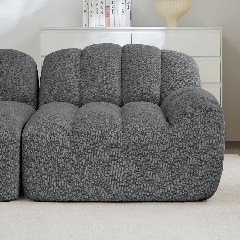 Canapé modulable 2 places gris, tissu polaire, sans montage prêt à l'emploi CHESTPRO