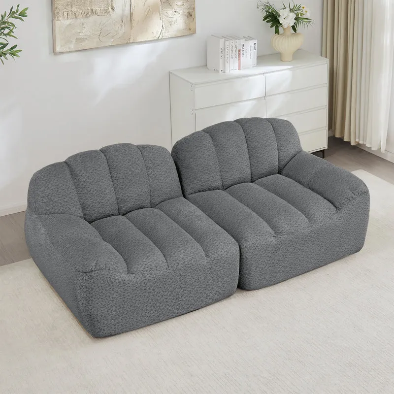 Canapé modulable 2 places gris, tissu polaire, sans montage prêt à l'emploi CHESTPRO