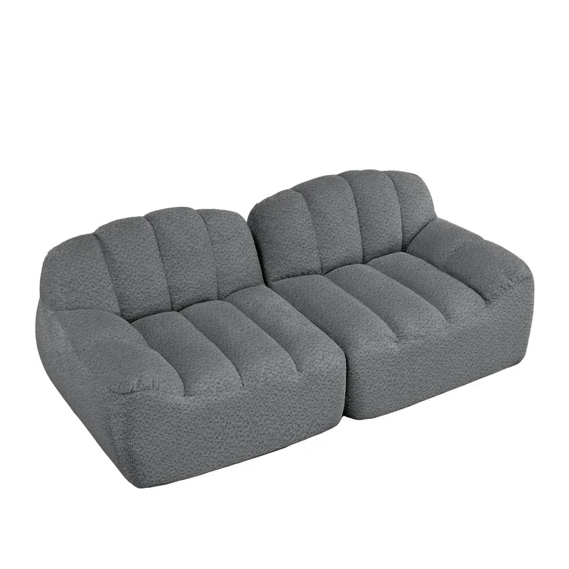 Canapé modulable 2 places gris, tissu polaire, sans montage prêt à l'emploi CHESTPRO