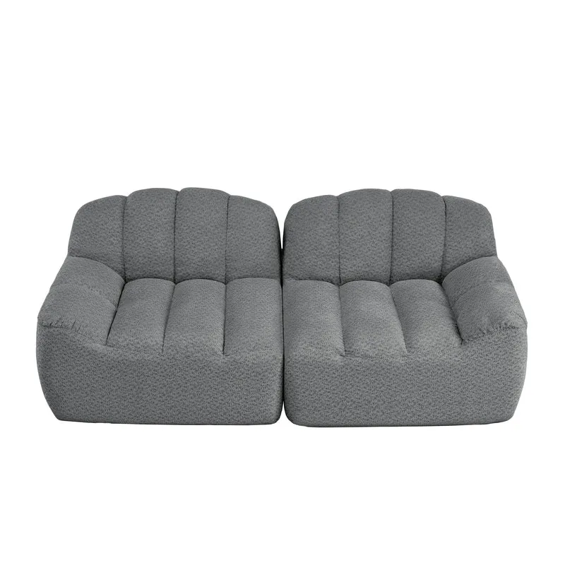 Canapé modulable 2 places gris, tissu polaire, sans montage prêt à l'emploi CHESTPRO