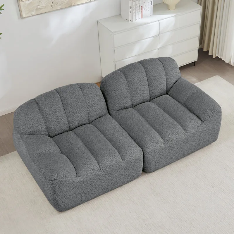 Canapé modulable 2 places gris, tissu polaire, sans montage prêt à l'emploi CHESTPRO