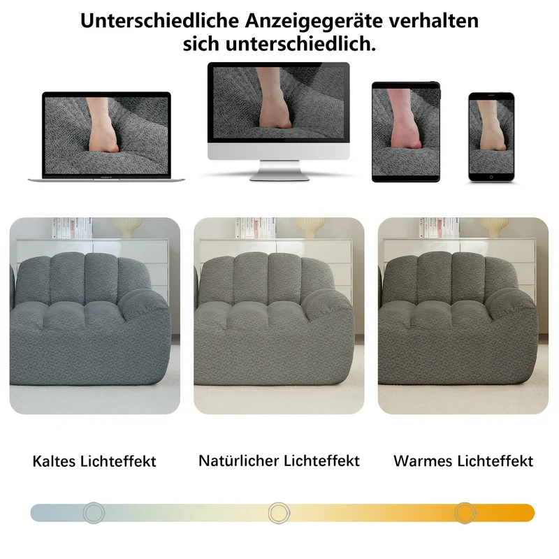 Canapé modulable 2 places gris, tissu polaire, sans montage prêt à l'emploi CHESTPRO