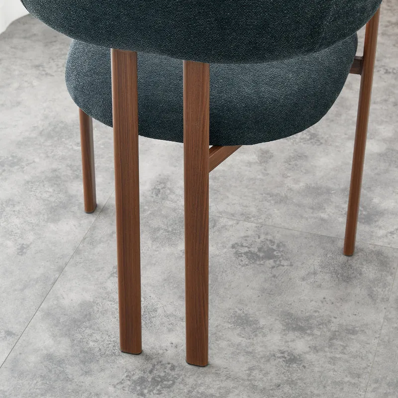 Lot de 2 chaises en lin noir, pieds métalliques effet bois noyer CLASSICCABINETHOME