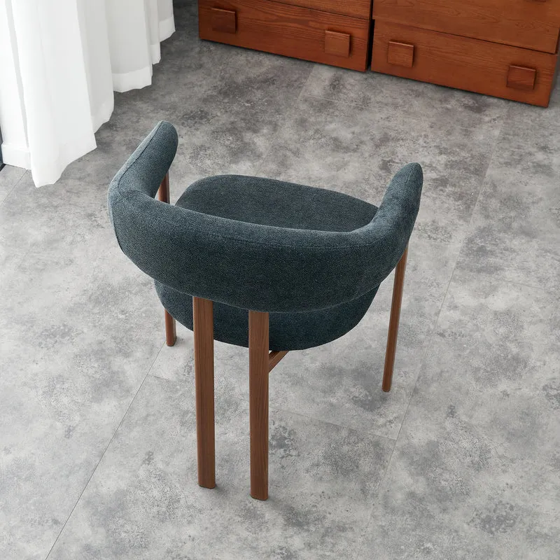 Lot de 2 chaises en lin noir, pieds métalliques effet bois noyer CLASSICCABINETHOME