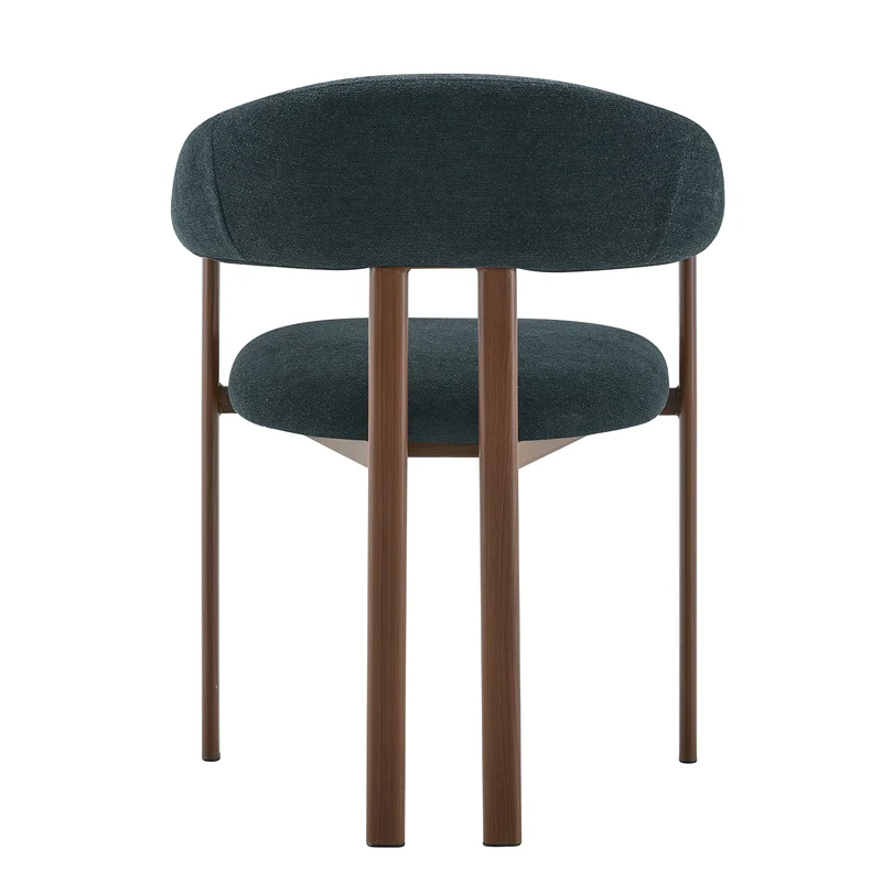 Lot de 2 chaises en lin noir, pieds métalliques effet bois noyer CLASSICCABINETHOME
