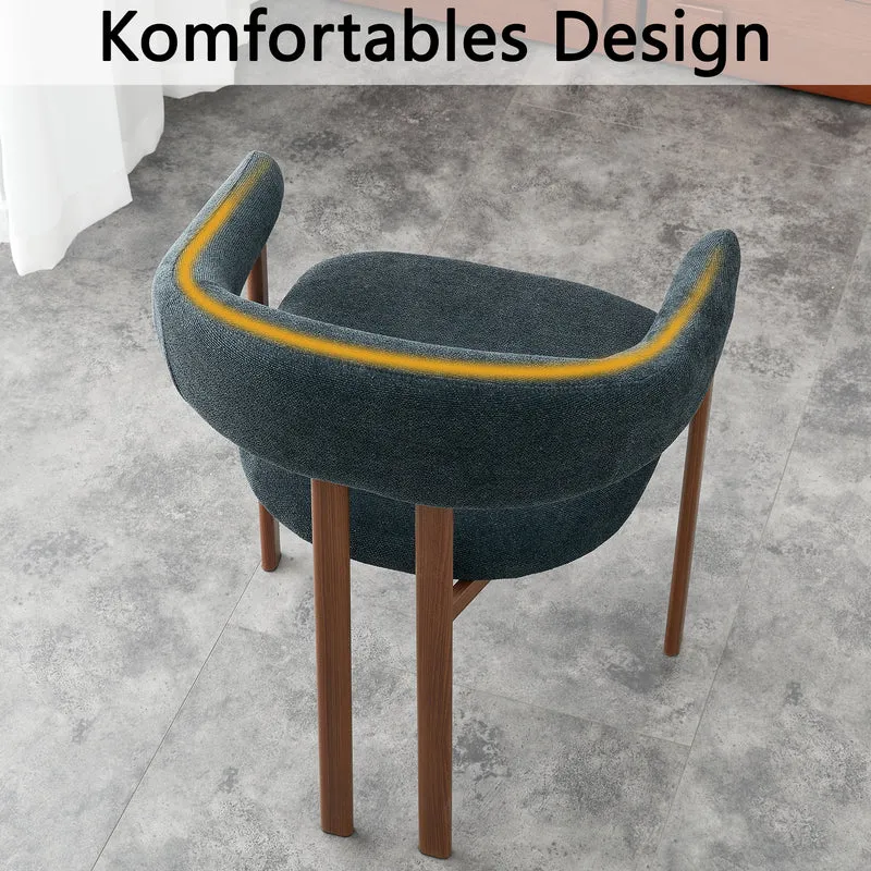Lot de 4 chaises de salle à manger en lin noir, pieds métalliques effet noyer CLASSICBRASSELITE