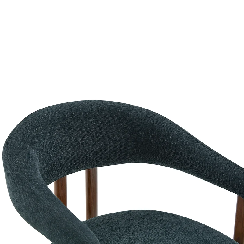 Lot de 4 chaises de salle à manger en lin noir, pieds métalliques effet noyer CLASSICBRASSELITE