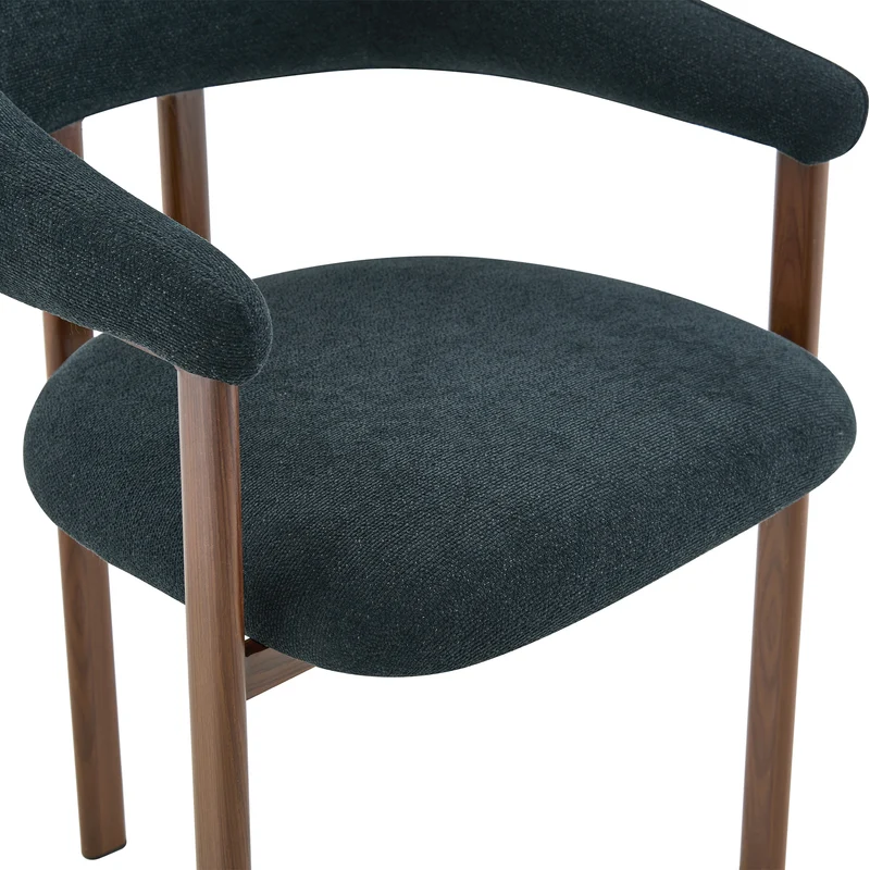 Lot de 4 chaises de salle à manger en lin noir, pieds métalliques effet noyer CLASSICBRASSELITE