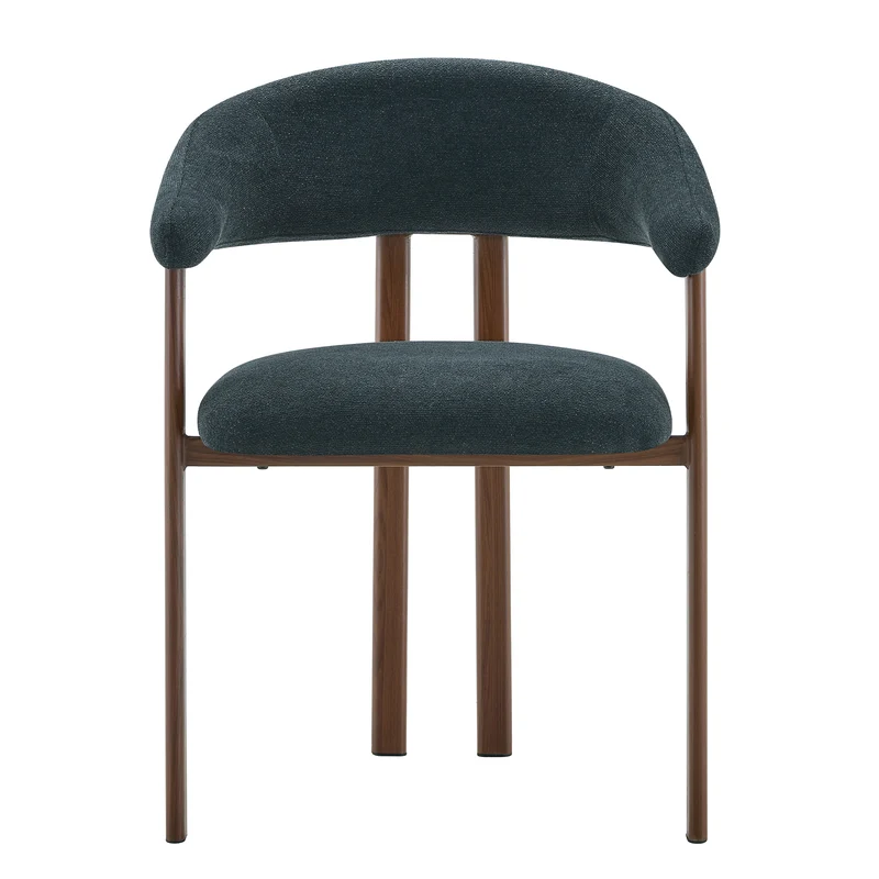 Lot de 4 chaises de salle à manger en lin noir, pieds métalliques effet noyer CLASSICBRASSELITE