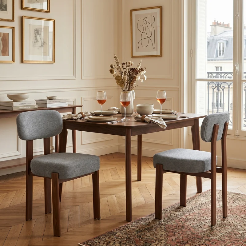 Lot de 2 chaises de salle à manger tissu noir dossier incurvé CLASSICBRASSMAX