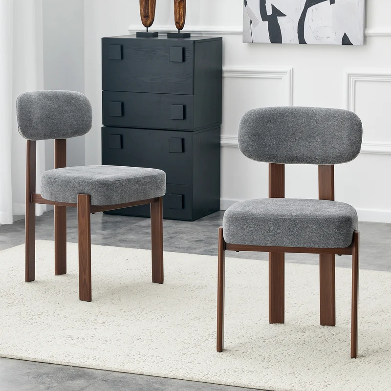 Lot de 2 chaises de salle à manger tissu noir dossier incurvé CLASSICBRASSMAX