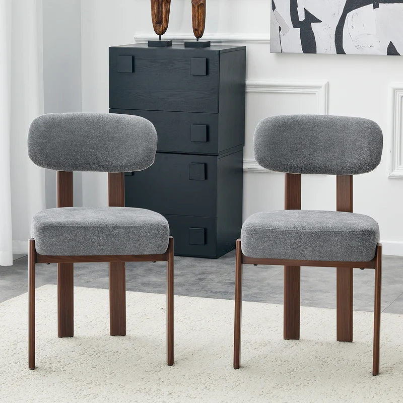 Lot de 2 chaises de salle à manger tissu noir dossier incurvé CLASSICBRASSMAX