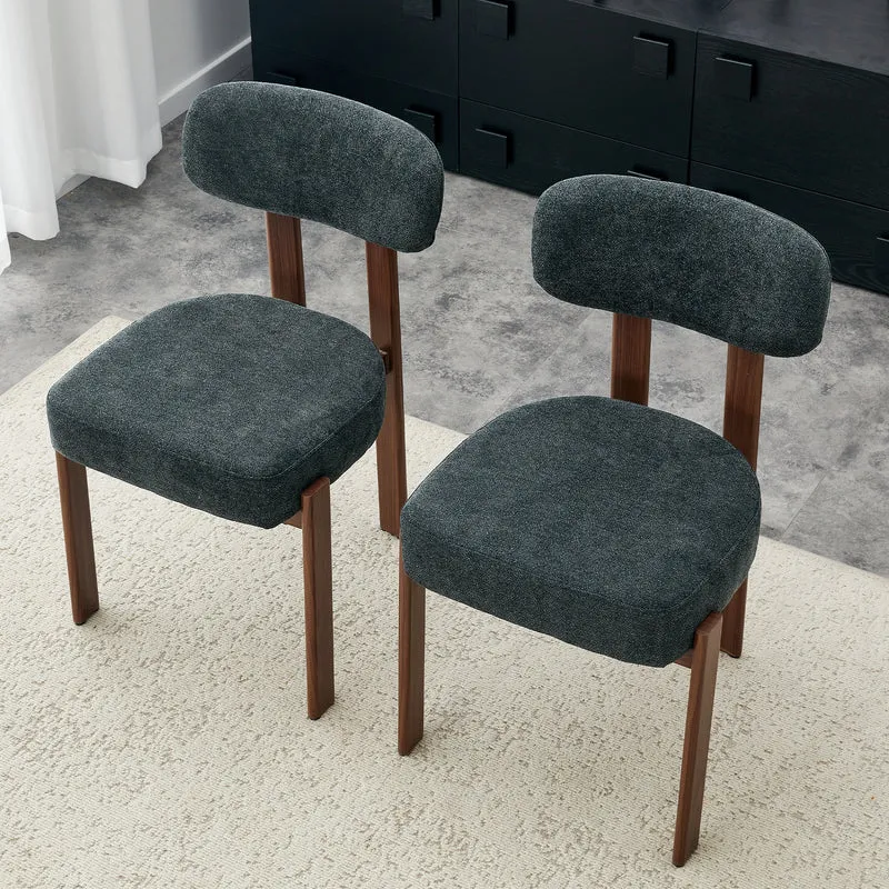 Demonising Lot de 2 chaises de salle à manger en lin noir, style moderne mi-siècle, dossier courbé, rembourrage épais, 57x49x82,5 cm CLASSICBOXSET
