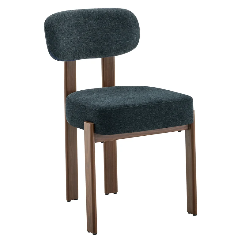 Demonising Lot de 2 chaises de salle à manger en lin noir, style moderne mi-siècle, dossier courbé, rembourrage épais, 57x49x82,5 cm CLASSICBOXSET
