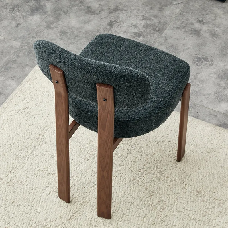 Lot de 4 chaises de salle à manger en lin noir, dossier courbé, rembourrage épais 57x49x82,5 cm CLASSICBOXHOME