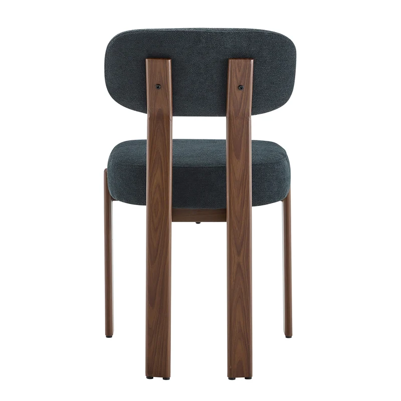 Lot de 4 chaises de salle à manger en lin noir, dossier courbé, rembourrage épais 57x49x82,5 cm CLASSICBOXHOME