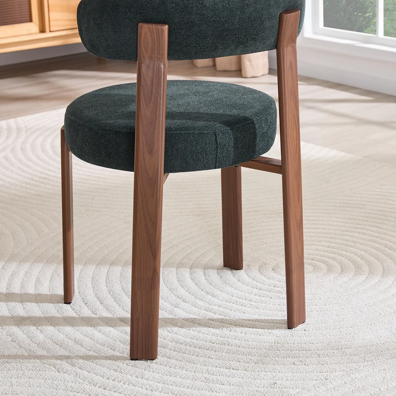 Lot de 4 chaises de salle à manger tissu noir dossier incurvé CLASSICBENCHHOME