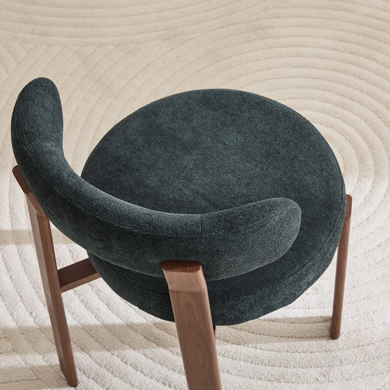 Lot de 4 chaises de salle à manger tissu noir dossier incurvé CLASSICBENCHHOME