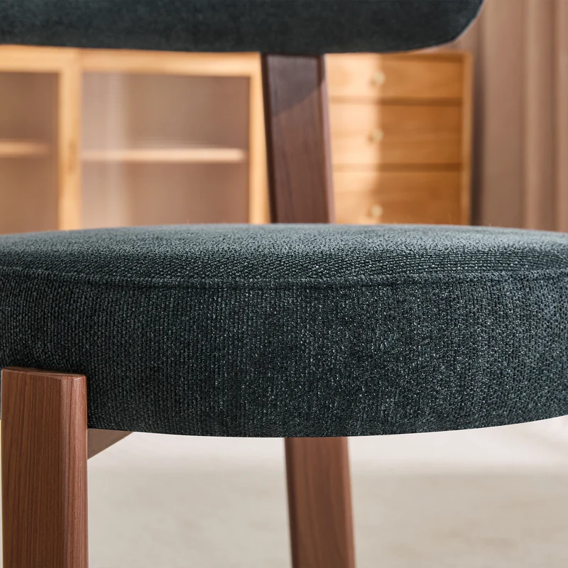 Lot de 4 chaises de salle à manger tissu noir dossier incurvé CLASSICBENCHHOME